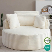 Canapé-lit convertible surdimensionné en velours côtelé, fauteuil de massage, chaise longue, 53,5 pouces, assise profonde, style nuage
