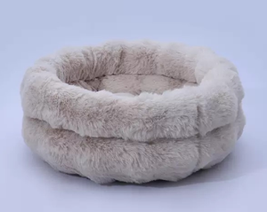 2025 Neue umwelt freundliche Hundehütte Festes Muster Katzen haus Rundes Winter Warmes Haustier bett Langes Plüsch-Hunde bett mit Karton verpackung - Product Image 5