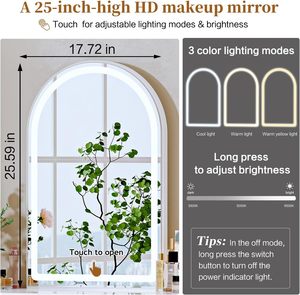 <span class=keywords><strong>Bureau</strong></span> de toilette <span class=keywords><strong>blanc</strong></span> avec miroir LED arqué, armoire latérale réglable, prise de courant intégrée, 5 tiroirs de rangement - Product Image 6