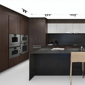 Mueble de Cocina Modular de Lujo Moderno con Laminado de Mármol Translúcido, Diseño Iluminado, Grifo Incluido, Isla Única con Armario - Product Image 1