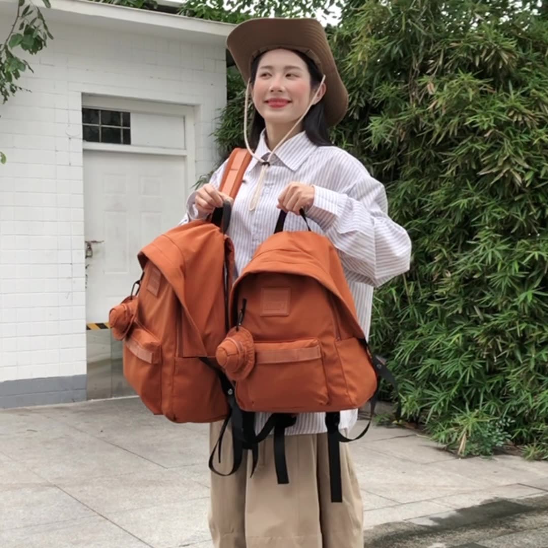 New Casual Personalized Trendy Lightweight Outdoor Travel Backpack Korean  Version Solid Color Versatile Bag