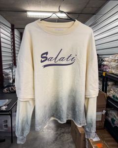 Salati Nhà Sản Xuất Tùy Chỉnh 3D Dập Nổi Cổ Điển Rửa Axit Crew Cổ T-Shirt Hai Lớp Người Đàn Ông Của Dài Tay Áo T-Shirt" - Product Image 2