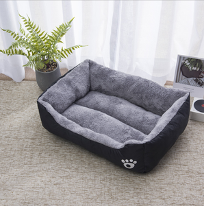 Günstiges Allwetter-Hundebett mit Pfotenmuster aus weichem Plüsch-Oxford-Stoff, waschbar, doppelt verwendbar als Kissen und Sofa. - Product Image 4
