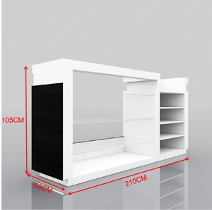 Hiện Đại Màu Đen tầng LED hiển thị lịch thi đấu khói cửa hàng Showcase với nhân viên thu ngân truy cập tủ một cửa hàng thiết kế tùy chỉnh đồ nội thất - Product Image 4