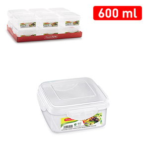 Contenitore per Alimenti Quadrato Plasticforte 600 Ml, Durevole e Riutilizzabile per Conservazione Domestica - Product Image 1
