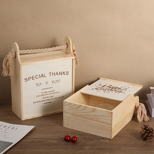 Factory Outlet Natural Color Custom Sliding Lid Wedding <strong>Gift</strong> <strong>Large</strong> Wood <strong>Gift</strong> <strong>Box</strong> With Hemp Rope Handle Wooden <strong>Gift</strong> <strong>Box</strong> - Product Image 1