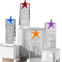 ELOR Coloré Cristal Trophée Cinq Étoiles Conception Creative Exquis Sculpté Société Réunion Annuelle Excellent Employé Souvenir