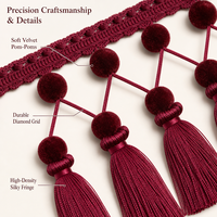 Ruban de dentelle de luxe en velours à franges, pompons et mailles diamantées pour coussin de canapé, abat-jour et décoration intérieure