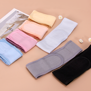 عصابات رأس نسائية مخصصة بشعار مطرز، عصابات شعر قطنية للتنظيف وغسل الوجه في السبا مع فيلكرو - Product Image 4