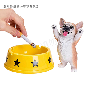 Cendrier Bouledogue Français - Artisanat en polyrésine personnalisé, figurine <span class=keywords><strong>de</strong></span> chien mignonne avec bol étoilé, décoration <span class=keywords><strong>de</strong></span> table pour fumeurs et amoureux des animaux - Product Image 3