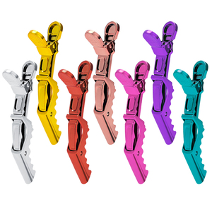 Venta al por mayor de fábrica, pinza de peluquería antideslizante colorida de cocodrilo de plástico de 11cm, pinzas de pelo profesionales de cocodrilo - Product Image 2