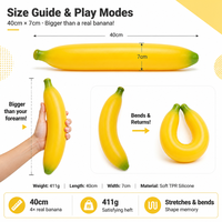 Nieuwe extra grote en zachte gigantische fruit squishies, bananen-stijl knijp speelgoed voor stressverlichting, langzaam rijzende TPR squishies fidget speelgoed