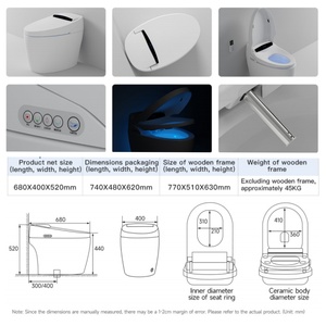 WC intelligent à siphon sanitaire, chauffage instantané, double circuit d'eau indépendant, matériau ABS, pour hôtel, <span class=keywords><strong>maison</strong></span>, complexe hôtelier - Product Image 3