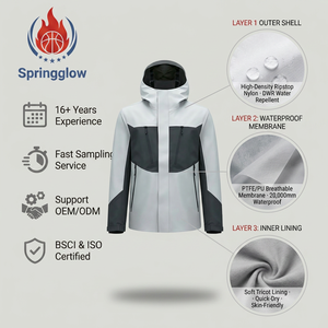 Giacca Professionale da Montagna per Uomo con Logo Personalizzato, Impermeabile 10.000mm, Softshell a 3 Strati, per Escursionismo, Produzione OEM - Product Image 4