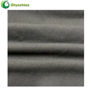 Tela elástica de punto CVC 2x2, tejido de poliéster/algodón para manguito