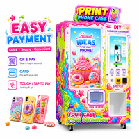 Máquina expendedora de fundas para teléfonos con diseño táctil, máquina expendedora de fundas para teléfonos DIY con pantalla dual para centros de entretenimiento