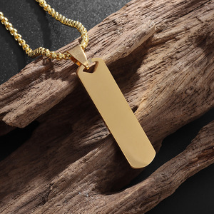 <b>Cross</b>-border jewelry simple pendant stainless steel three-dimensional rectangular geometric necklace <b>men's</b> and women's jewelry - Product Image 2