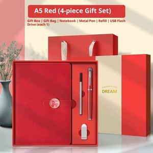 Wholesale Luxury Office Custom Logo A5 Paper Embossed Notebook Planner Journal with USB Pen Gift Box Corporate Event Gift Set - Product Image 4
