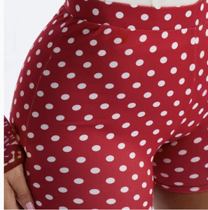 PEEQI Cotton In Họa Tiết Nail Rivet Tee Top Và Quần Short Chấm Bi Bộ 2 Món Thường Ngày Dạo Phố Trang Phục Nữ - Product Image 4