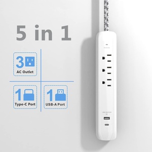 Thẳng cắm 3 cửa hàng và 2 cổng USB USB C Surge Protector Power Strip với 6 chân Heavy Duty mở rộng dây điện - Product Image 4
