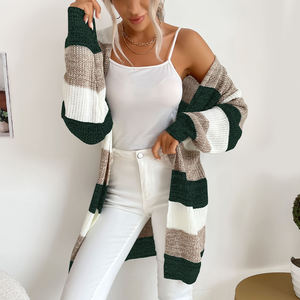 Chandail à blocs de couleurs pour femmes, manteau d'extérieur à manches longues, cardigan tricoté en vrac ouvert sur le devant, nouvel arrivage - Product Image 3