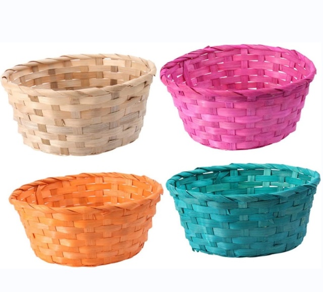 Artisan Woven Round Bamboo Easter Basket for Sustainable Modern Holiday Candy Egg Fruit Gift Storage Decoration Wholesale