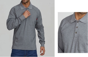 Polos à manches longues personnalisés pour hommes Vêtements <span class=keywords><strong>de</strong></span> <span class=keywords><strong>travail</strong></span> Ignifuge Résistant au feu T-shirt Vêtements <span class=keywords><strong>de</strong></span> <span class=keywords><strong>travail</strong></span> <span class=keywords><strong>de</strong></span> sécurité 100% Coton Broderie Logo - Product Image 5