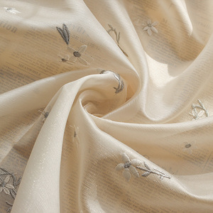Tecido de Bordado <span class=keywords><strong>Floral</strong></span> Bege, Tecido Delicado de Bordado Botânico para Decoração de Sala de Estar e Vestidos Femininos - Product Image 3