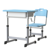 Ensemble de table et de chaise d'école en plastique à un siège de conception moderne pour l'école primaire et secondaire
