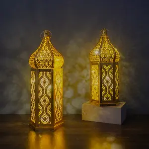Wholesale New Designs Handicraft Iron Art Gold Plated Out Moroccan Lantern For Moroccan Decorative Home Decoration