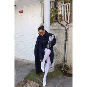 Gabardina Azul Marino con Cuello Solapa para Mujer, Impermeable, con Forro de Cachemira y Algodón Estampado, para Primavera, Otoño e Invierno - Product Image 5