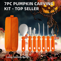 Topverkoper 7 Stuks Halloween Pompoen Carving Kits Premium Kwaliteit Metalen Pp Plastic Handmatige Groothandel Set Voor Fruit Groente Snijwerk