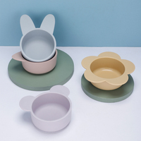 Bol pour bébé en silicone de qualité alimentaire épais avec logo personnalisé, design lapin, chat, ours, pour lait/céréales, construction robuste et durable, compatible micro-ondes