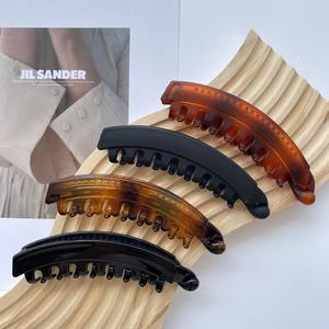 Peignes vintage à dents larges, grandes pinces à <span class=keywords><strong>cheveux</strong></span> en plastique en forme de banane, perles, style européen-américain, porte-queue de cheval, barrettes pour femmes et filles - Product Image 2