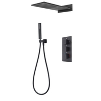 Mitigeur de douche thermostatique mural en laiton massif noir mat