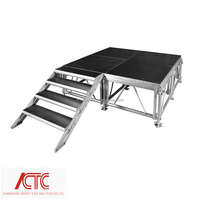 Scène mobile modulaire en verre/métal pour concerts, mariages, événements en plein air, durable, facile à installer, antidérapante
