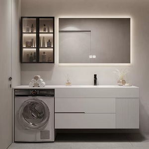 <span class=keywords><strong>Lavadora</strong></span> personalizada de pared, tocador <span class=keywords><strong>barato</strong></span>, fregadero de lavandería, armario de baño, muebles modernos, armario con espejo - Product Image 1