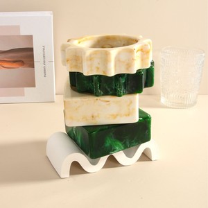 2025 Luxurious Enamel Marble Geometry Gear Statement Chunky <strong>Bangle</strong> <strong>Bracelet</strong> - Product Image 1