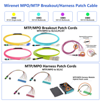 Câble de brassage fibre optique 12F MPO vers LC Uniboot OS2 Monomode 40G 100G pour centre de données, haute densité