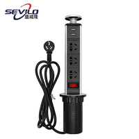 Prise de courant de table de conférence personnalisée avec 5 prises et 2 ports USB, auto-mise à la terre, certifiée CE, pour usage commercial (CN)