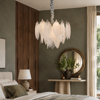 Lustre en cristal de verre givré de luxe, luminaire suspendu ovale moderne pour villa, salle à manger, LED à intensité variable, garantie 2 ans