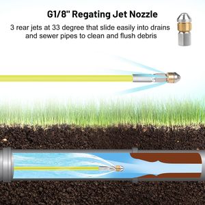 Kit de nettoyage de canalisations pour nettoyeur haute pression <span class=keywords><strong>Karcher</strong></span> K2/K3/K4/K5/K6/K7, pistolet à gâchette, 5800 PSI, tuyau de nettoyage des drains - Product Image 6