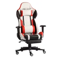 Chaise de jeu d'ordinateur de course de massage ergonomique pivotante en cuir synthétique de luxe inclinable fauteuil de jeu led Silla Gamer rgb avec repose-pieds