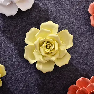 V488 Ceramic flower rose camellia creative living room bedroom wall TV background wall three-dimensional wall decorations
