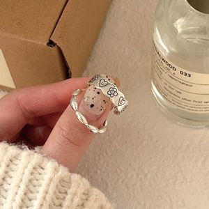 Anillo de Plata de Ley S925 Ruitai con Diseño de Flor y Corazón para Mujer, Diseño Abierto, Joyería Fina para Uso Diario - Product Image 4
