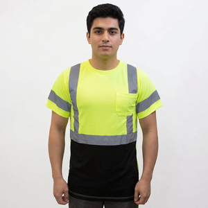 เสื้อยืดนิรภัยสะท้อนแสงแบบระบายอากาศได้ดี รุ่นคัสตอม ปี 2025 แขนสั้น สำหรับงานก่อสร้าง 男女兼用  แบบ Hi Viz - Product Image 1