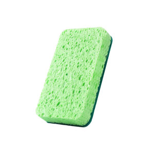 Éponge en pulpe de bois compressée double couche, verte, 2 cm d'épaisseur, rectangulaire, pour la vaisselle et les casseroles - Product Image 1