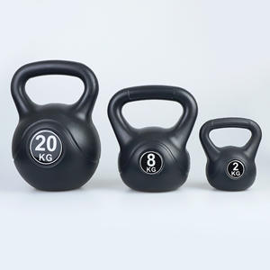 Vente d'équipement de gymnastique personnalisée en plastique noir ciment rempli de sable PVC Kettlebell Set Competition 2kg 8kg <span class=keywords><strong>10kg</strong></span> 12kg 16kg 18kg 20kg 24kg - Product Image 2