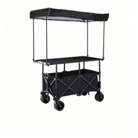 Chariot de camping pliable à quatre roues avec table réglable en hauteur et toit pare-soleil pour le shopping et le stockage, OEM disponible