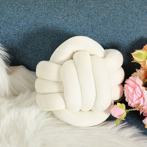 Handmade New Arrival Solid Color Knot Pillows <strong>Pink</strong> Blue Grey Soft Velvet Knot Ball Cushion <strong>Throws</strong> - Product Image 4